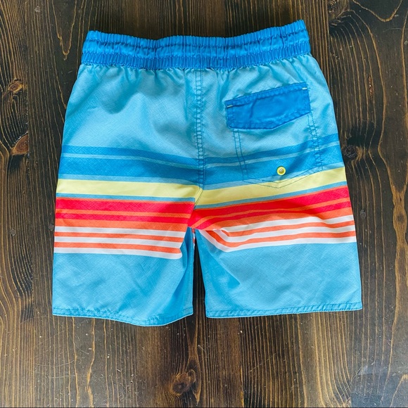 Boys Laguna & Kanu Surf Swim Trunks Blue, Green Stripes Size Small 8 - Picture 6 of 11